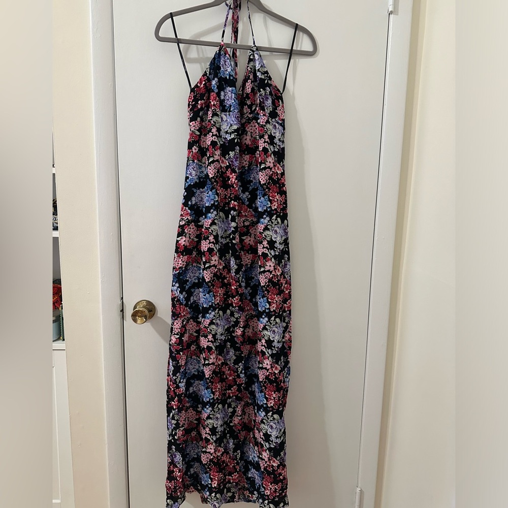 Long Floral Dress with Leg Slit